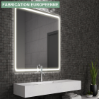 Miroir éclairage led de salle de bain veldi avec interrupteur tactile - 60x80cm