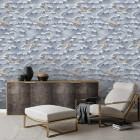 Papier peint vintage avec vagues et baleines - BALENE ONDE++