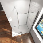 Paroi de douche à l'italienne avec retour pivotant fixe barre de fixation carrée 90 cm - Dimensions au choix
