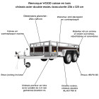 Wood remorque double essieux basculante caisse contreplaqué châssis acier 236x125 cm       bâche plate