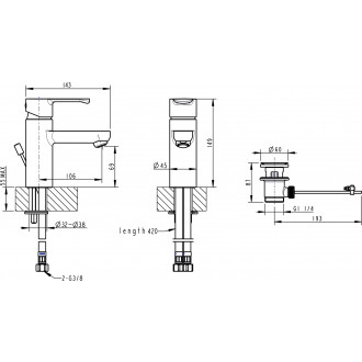 Mitigeur de lavabo laiton chrome serie genf avec vidage