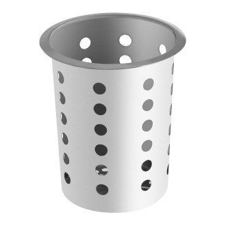 Pot range-couverts diamètre 115 mm acier inoxydable poli brillant et perforé 