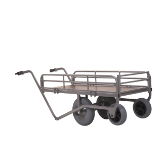 Chariot fleuriste grand modele avec ridelles et roues increvables