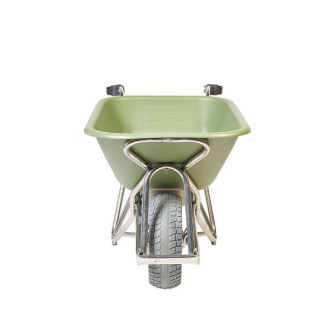 Brouette electrique Caisse en PEHD vert 90L. Roue anti-crevaison