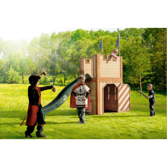 Chateau fort arthur en cèdre avec toboggan