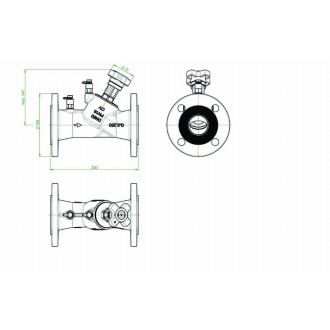 Robinet d'équilibrage OVENTROP Hydrocontrol VFC - PN 16 DN 100 - Brides selon DIN-EN 1092-2 des deux côtés, avec 2 prises de pression, fonte grise - 1062653