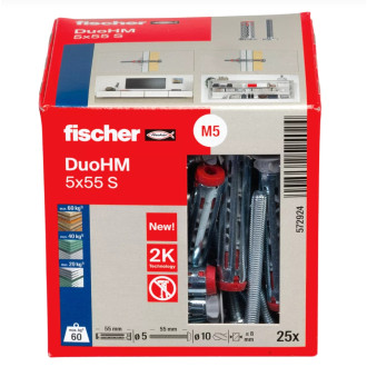 Chevilles métallique pour corps creux DuoHM 5X55 embout TX - FISHER - 572924