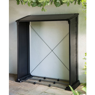 Abri bûches double paroi 1 stère en résine noire