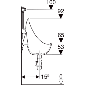 Pack urinoir Aubagne avec siphon pour urinoir et robinet temporisé à bouton-poussoir