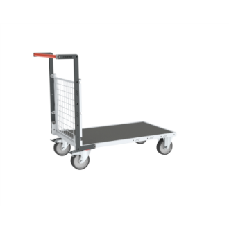 Chariot modulaire grillagé 1 dossier plateau bois avec tapis caoutchouc 1000 x 600 mm 500 kg - 806724561