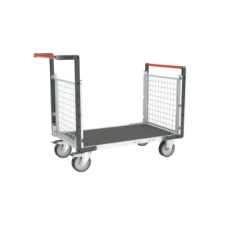 Chariot modulaire grillagé 2 dossiers plateau bois avec tapis caoutchouc 1000 x 600 mm 500 kg - 806724562