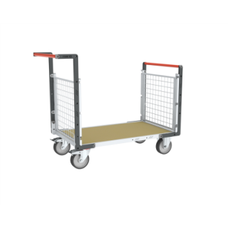 Chariot modulaire grillagé 2 dossiers plateau bois 1200 x 800 mm roues rectangle 500 kg - 806724642