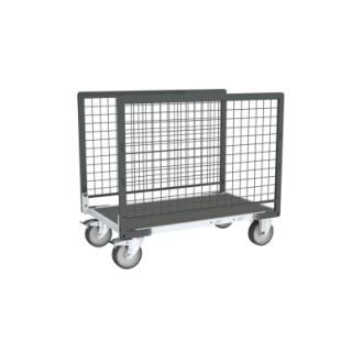 Chariot modulaire grillagé 2 ridelles plateau bois avec tapis caoutchouc 1200 x 800 mm 500 kg - 806724663