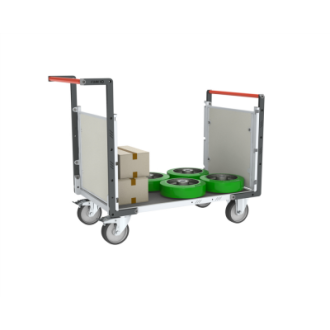 Chariot modulaire PP alvéolaire 2 dossiers plateau bois avec tapis caoutchouc 1200 x 800 mm 500 kg - 806724692