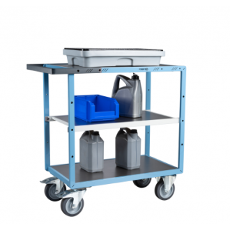 Servante mécano-soudée EVERSTEEL™ 3 plateaux tôle galva 850 x 500 mm roues TPE 400 kg - 880701342