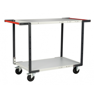 Servante FLAT-PACK™ 2 plateaux mélaminé double poignées 850 x 500 mm roues CC 250 kg - 884721116