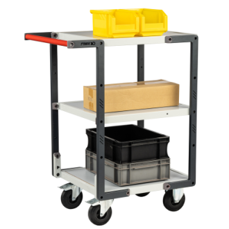 Servante montée FLAT-PACK™ 3 plateaux mélaminé 550 x 500 mm roues CC 250 kg - 886720112