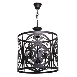 Suspension marron country 5 ampoules 130 cm