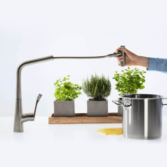 Mitigeur de cuisine HANSGROHE Talis Select M51 , avec douchette extractible 1 jet aspect acier inox - 72821800