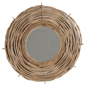 Miroir rond en poelet gris