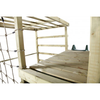 Cube d'activités complet avec agrès mur d'escalade et toboggan