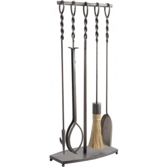 Serviteur de cheminée en fer forgé 4 accessoires