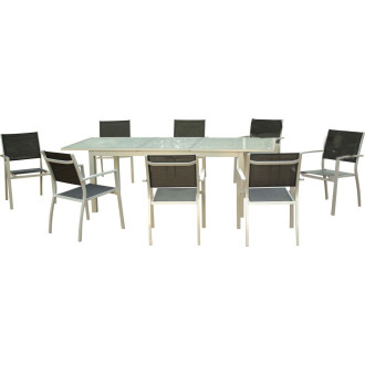 Salon de jardin 8 personnes en aluminium grecio