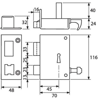 Serrure verticale à tirage pêne dormant demi-tour 6 gorges axe 45mm gauche thirard
