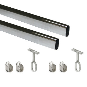 Kit tube de penderie 30x15 mm acier chromé - Longueur au choix 