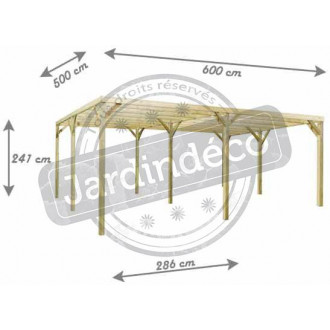 Carport en pin traité autoclave 2 voitures