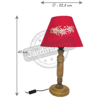 Lampe rouge en bois edelweiss