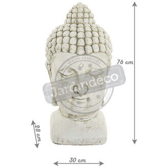 Statue tête de bouddha en pierre reconstituée