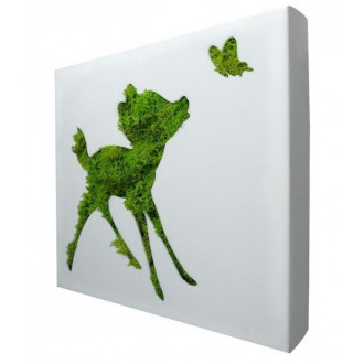 Tableau végétal picto faon en lichen stabilisé 20cm