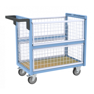 Chariot conteneur grillagé 250 kg - Avec ou sans toit et dimensions au choix