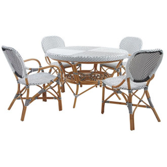 Salon terrasse 4 personnes en rotin et résine