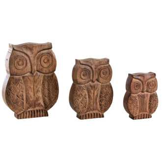 Chouettes en manguier (lot de 3)