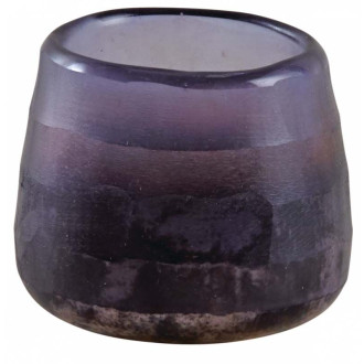 Photophore rond en verre teinté violet