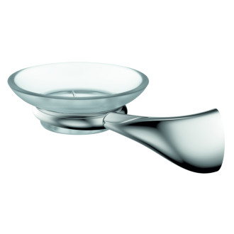 Porte savon coupelle mural zinc chromé serie monaco coupelle en verre dépoli bague d'amortissement