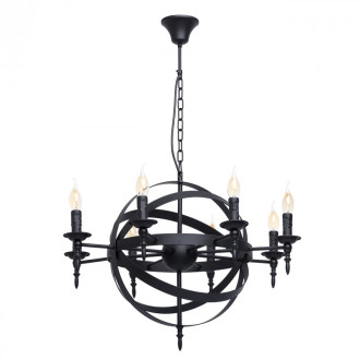 Chandelier noir country 8 ampoules 95 cm