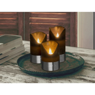 Gusta bougie led 3 pièces noir et argenté 04290380
