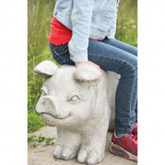 Esschert design banc de jardin en pierre en forme de cochon gris