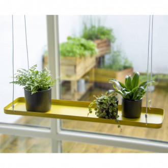 Plateau suspendu pour plantes rectangulaire doré l