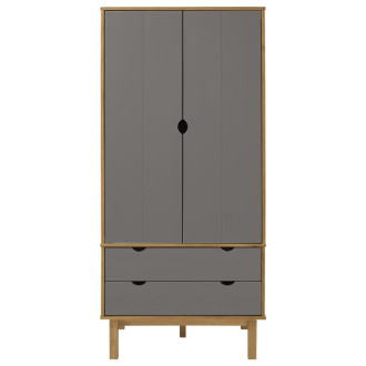 Garde-robe otta marron et gris 76,5x53x172 cm bois massif pin