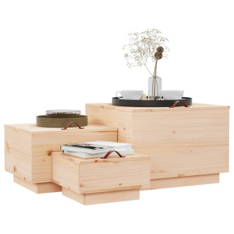 Boîtes de rangement avec couvercles 3 pcs bois massif de pin - Couleur au choix