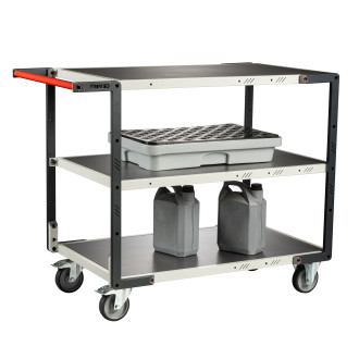 Servante montée 3 plateaux tôle 850 x 500 mm roues TPE 250 kg - 886721324