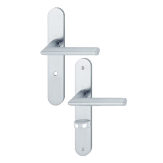 Paire de béquilles sur grande plaque stockholm hoppe 1140/300m argent alu - bec de cane condamnation - 3303200