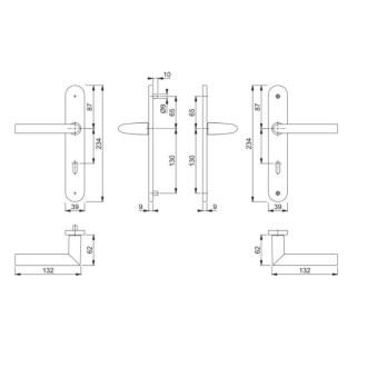 Paire de béquilles sur grande plaque stockholm hoppe 1140/300m argent alu - bec de cane condamnation - 3303200