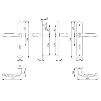 Paire de béquilles sur grande plaque new york hoppe 1810/300m noir mat 58-67 mm - clé i - 10782763