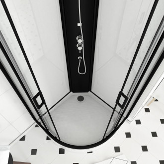 Cabine de douche LIFT UP BLACK 1/4 de cercle 85X85X235CM Aurlane - CAB088