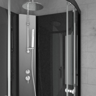 Cabine de douche 1/4 de cercle 85x85x225 cm - profilés et fonds noirs - Nebula Aurlane - CAB117